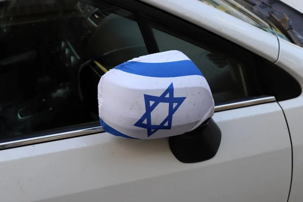 Israëlische Blauwe Witte Vlag Met Davidster — Stockfoto