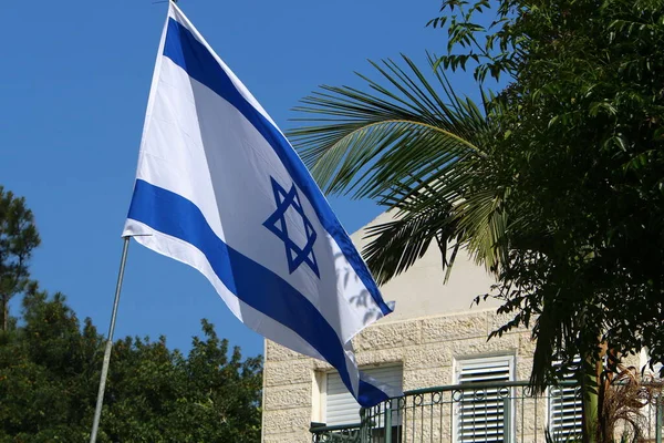 Izraeli Kék Fehér Zászló Dávid Csillaggal — Stock Fotó