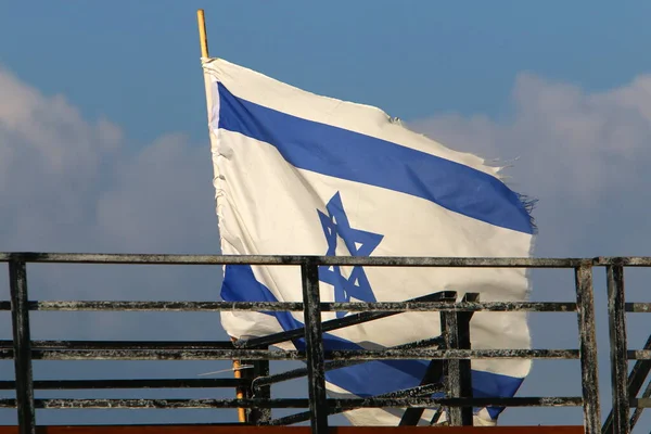 Israëlische Blauwe Witte Vlag Met Davidster — Stockfoto