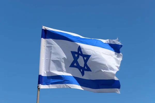 Bandeira Azul Branca Israelense Com Estrela David — Fotografia de Stock