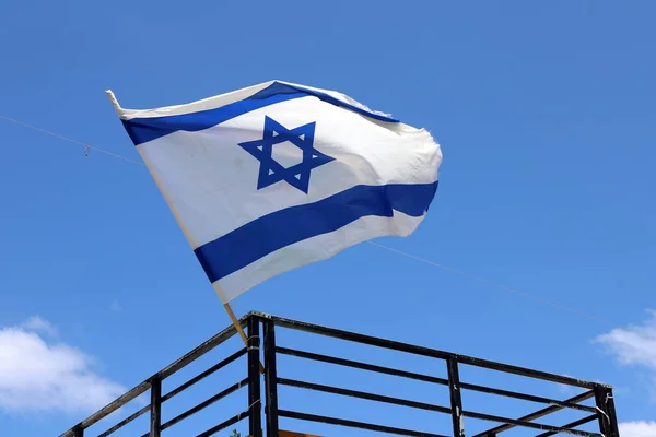 Bandera Azul Blanca Israelí Con Estrella David — Foto de Stock