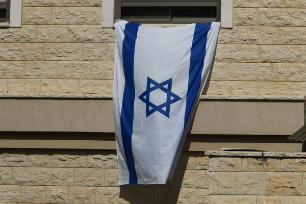 Ισραηλινή Γαλάζια Και Λευκή Σημαία Αστέρι Του Δαβίδ — Φωτογραφία Αρχείου