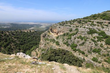 Kuzey İsrail 'deki dağların manzarası. Golan Tepeleri 'nde bahar çiçekleniyor.. 