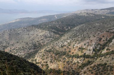 Kuzey İsrail 'deki dağların manzarası. Golan Tepeleri 'nde bahar çiçekleniyor.. 