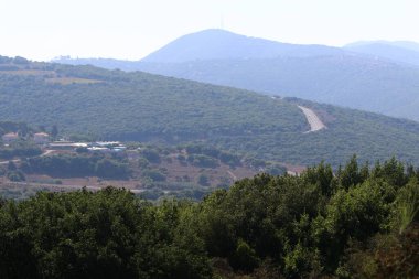 Kuzey İsrail 'deki dağların manzarası. Golan Tepeleri 'nde bahar çiçekleniyor.. 