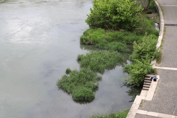 Brücken Und Ufer Tiber Rom Der Hauptstadt Italiens — Stockfoto