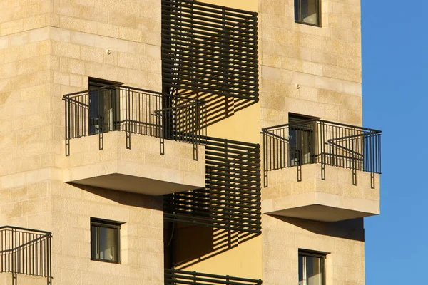 Varanda Como Detalhe Arquitetônico Construção Habitação Israel — Fotografia de Stock