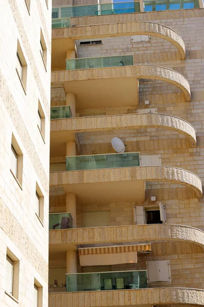 Varanda Como Detalhe Arquitetônico Construção Habitação Israel — Fotografia de Stock