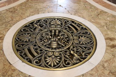 Golden decorations of walls and domes in churches in the capital of Italy, the eternal city of Rome 