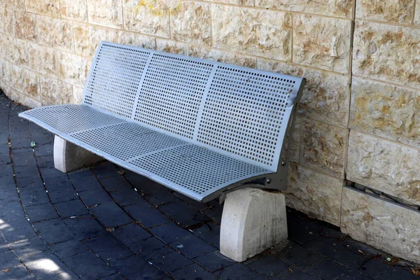 Banc Dans Parc Urbain Sur Côte Méditerranéenne — Photo