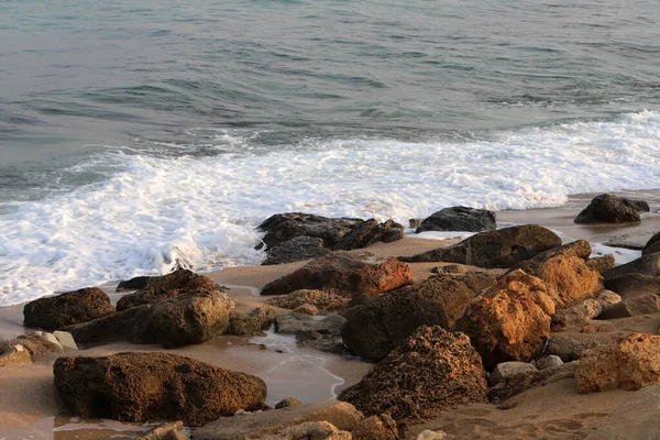 Large Stones Shore Mediterranean Sea — Foto Stock