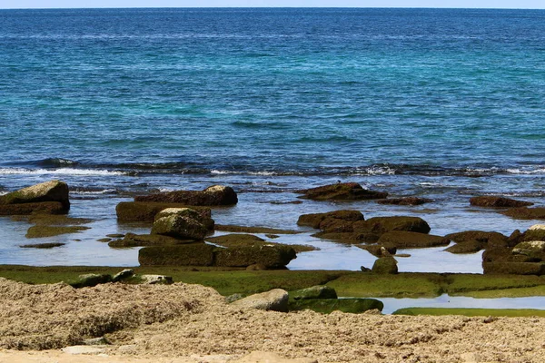 Large Stones Shore Mediterranean Sea — 图库照片
