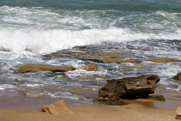 Large Stones Shore Mediterranean Sea — Stock fotografie