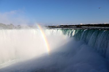 Kanada Şelalesi Niagara Nehri 'nde Sonbahar yağmurlu bir günde.
