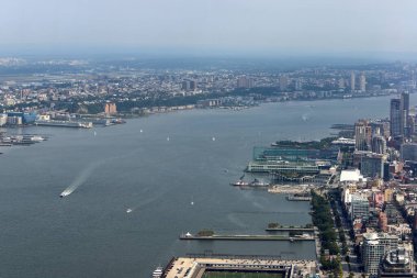New York ABD 4 Eylül 2022. New York, Dünya Ticaret Merkezi 'nin 541 metre yüksekliğinden (Özgürlük Kuleleri)).