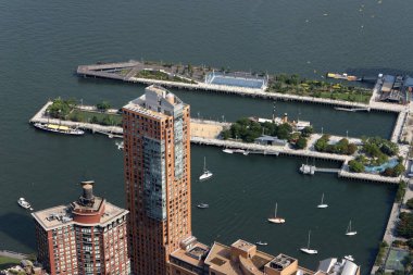 New York ABD 4 Eylül 2022. New York, Dünya Ticaret Merkezi 'nin 541 metre yüksekliğinden (Özgürlük Kuleleri)).