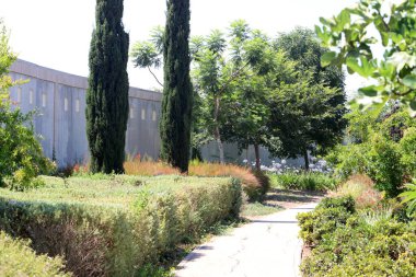 Taş ve betondan yapılmış yüksek bir duvar..