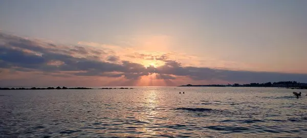 Belo Pôr Sol Sobre Mar — Fotografia de Stock