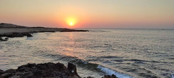 Magnifique Coucher Soleil Sur Mer Méditerranée — Photo