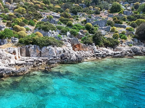 Ruinas Antiguas Una Isla Inundada Turquía Kekova Mediterráneo — Foto de Stock