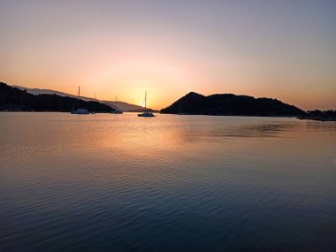 güzel deniz manzarası, şaşırtıcı gündoğumu Türkiye 