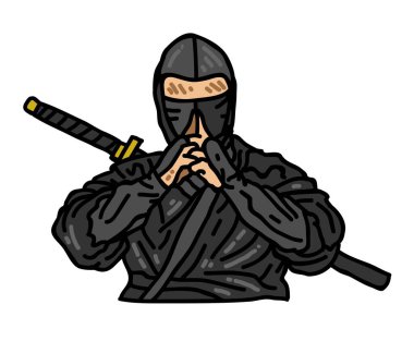 Ninja karakteri yeni illüstrasyon güzel ninja resmi Katana kılıçlı samuray erkek ve kadın yeni yakın plan dövüş sanatları ustası güçlü tatlı ninja sanat savaşçısı