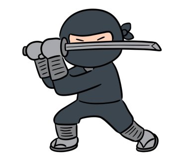 Ninja karakteri yeni illüstrasyon güzel ninja resmi Katana kılıçlı samuray erkek ve kadın yeni yakın plan dövüş sanatları ustası güçlü tatlı ninja sanat savaşçısı
