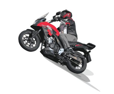Ağır bisiklet illüstrasyonu motosiklet yarışçısı motosiklet taşımacılığı scooter sürücüsü elektrikli bisiklet simgesi logo tasarımı yeni motorlar.