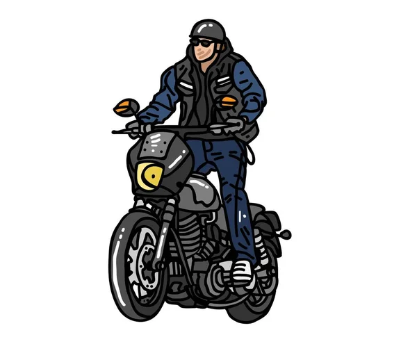 Heavy Bike Illustration Motorcycle Vehicle Racer Bike Transportation Scooter Rider — ストック写真