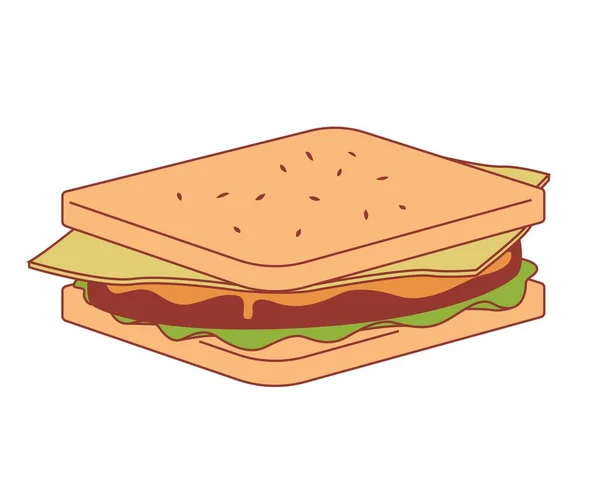 Вкусный Вкусный Овощной Сэндвич Свежая Здоровая Пища Белым Фоном Обед — стоковый вектор