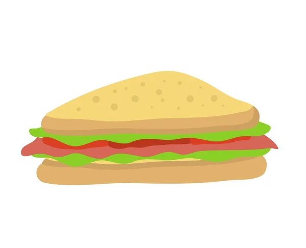 Lekkere Heerlijke Plantaardige Sandwich Vers Gezond Voedsel Met Witte Achtergrond — Stockvector