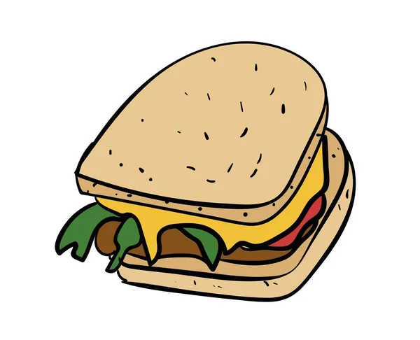 Tasty Delicious Vegetable Sandwich Fresh Healthy Food White Background Meal — стоковый вектор