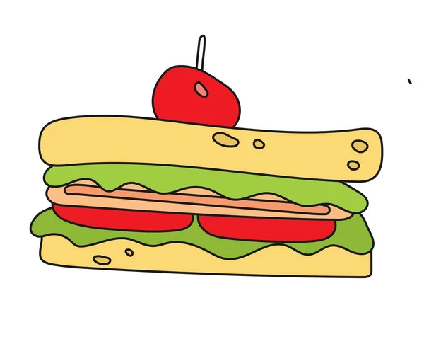 Lecker Und Köstlich Gemüse Sandwich Frisch Und Gesund Mit Weißem — Stockvektor