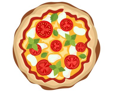 Tasty and delicious pizza fresh and healthy food ready to eat meal lunch dinner breakfast fast food vector illustration traditional.