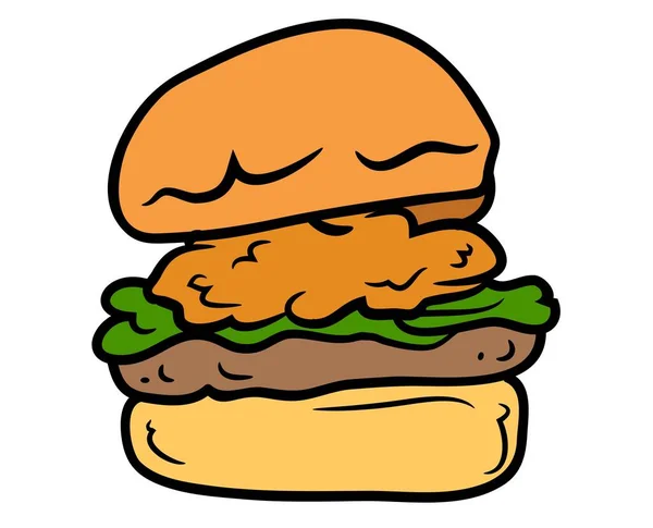 Lecker Und Lecker Hamburger Frisch Und Ungesund Burger Essen Mittagessen — Stockvektor