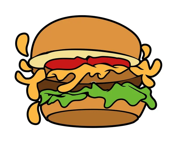 Tasty Delicious Hamburger Fresh Unhealthy Burger Food Meal Lunch Dinner — Wektor stockowy