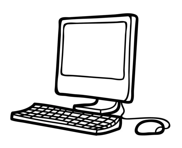 Computer Screen Lcd Laptop Vector Illustration Drawing Monitor Icon — Image vectorielle