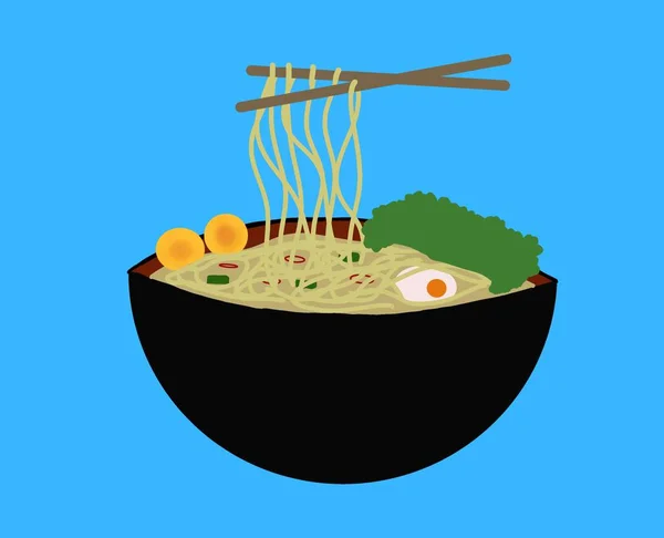 Tasty Delicious Noodles Vector Illustration Fresh Healthy Food Meal Lunch — Archivo Imágenes Vectoriales