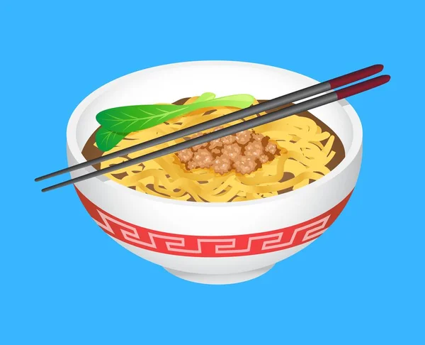Tasty Delicious Noodles Vector Illustration Fresh Healthy Food Meal Lunch — Vector de stock