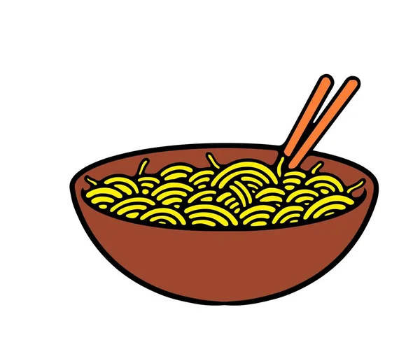 Νόστιμο Και Νόστιμο Noodles Διάνυσμα Και Απεικόνιση Φρέσκο Και Υγιεινό — Διανυσματικό Αρχείο