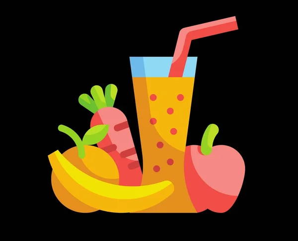 Tasty Delicious Juice Vector Fresh Healthy Drink Illustration Food Meal — Stok Vektör