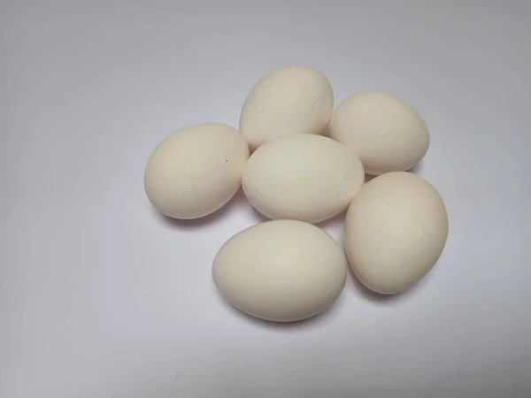 Uncooked Egg White Color White Background Food Meal Lunch Dinner — Foto de Stock