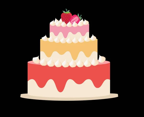 Tasty Delicious Sweet Cake Vector Illustration Fresh Healthy Food Meal —  Vetores de Stock