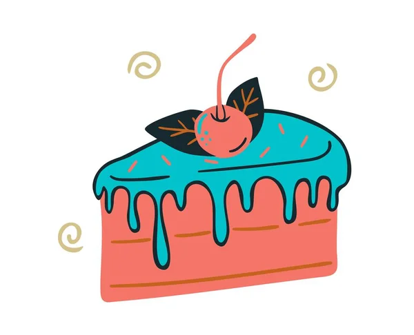 Tasty Delicious Sweet Cake Vector Illustration Fresh Healthy Food Meal — Stok Vektör