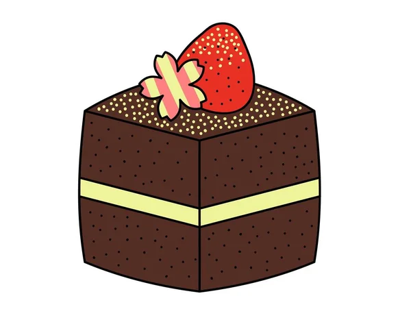 Tasty Delicious Sweet Cake Vector Illustration Fresh Healthy Food Meal — Vetor de Stock