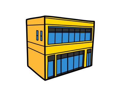 Renkli bina illüstrasyonunun yakın çekim vektörü ev imalathanesi ofis ofis apartman dairesi otel