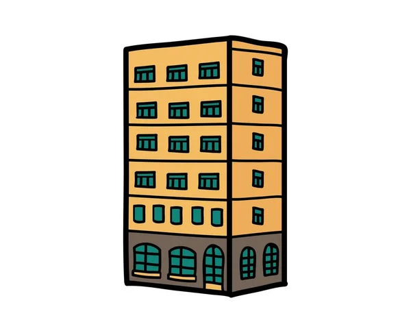 色彩斑斓的建筑图画店写字楼写字楼商务城公寓宾馆的装潢矢量 — 图库矢量图片