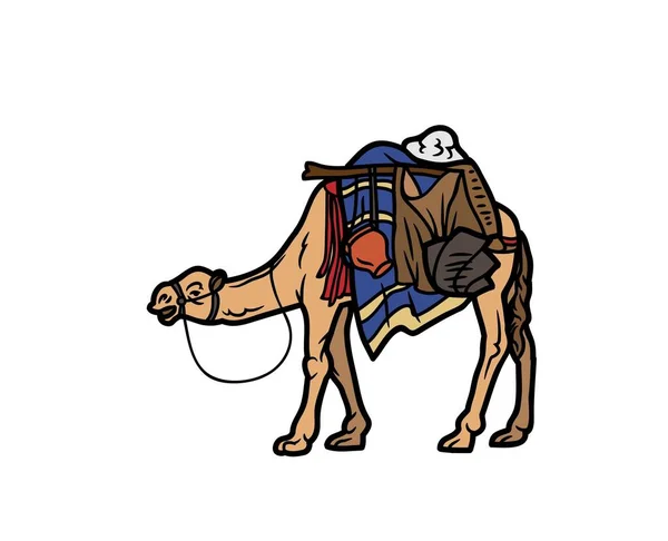 Верблюд Вектор Иллюстрация Животных Логотип Рисование Графики Домашних Животных Дикой — стоковый вектор