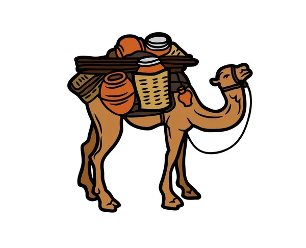 Верблюд Вектор Иллюстрация Животных Логотип Рисование Графики Домашних Животных Дикой — стоковый вектор