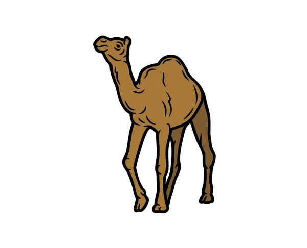 ラクダベクトルやイラスト動物のロゴを描く3Dグラフィックペット野生動物のカラフルなシングルラクダのシルエット漫画風キャラクターアート — ストックベクタ